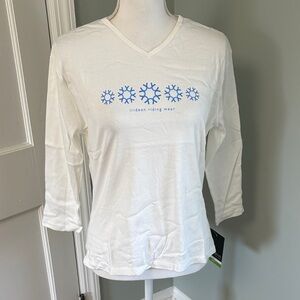 NWT Irideon Snowflake Equestrian Winter‎ White Top Size Large